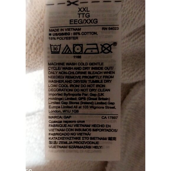 Gap XXL Patchwork Gray & White Pullover Sweatshirt Throwback Old School Comfy Ra - Picture 5 of 7